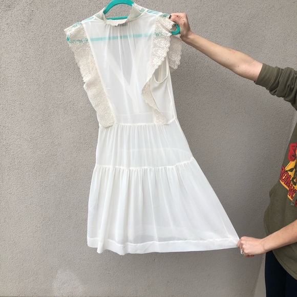 Sandro Paris sheer midi dress with lace detail size 2 - Picture 14 of 16